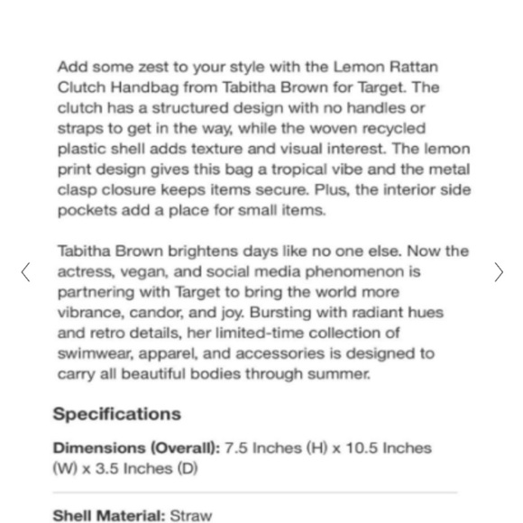 NWT Lemon Rattan Clutch Woven Crescent Handbag - Tabitha Brown x Target.  New - Picture 8 of 8